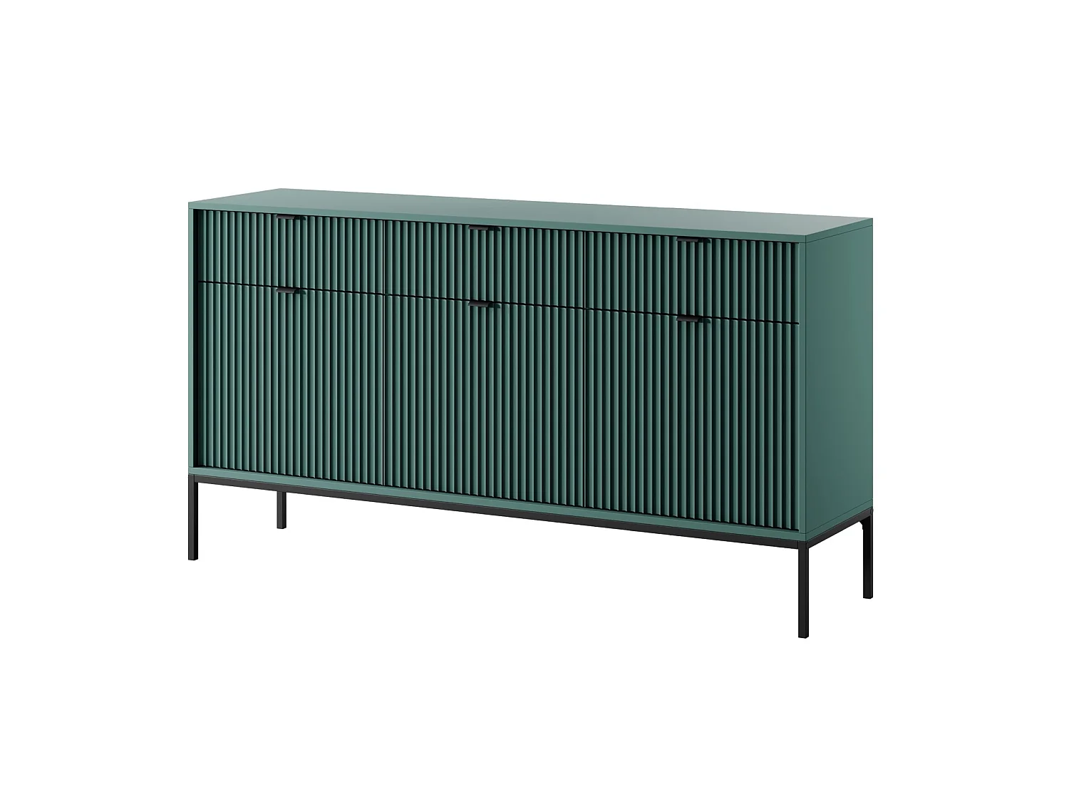 Buffet 3 portes - 154 cm - vert avec pieds noirs - VELLORE