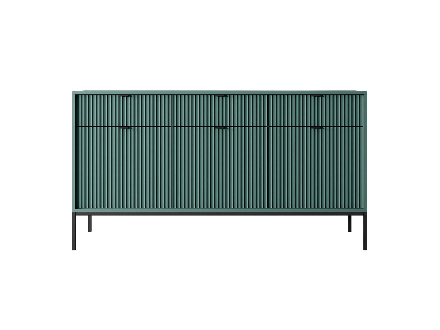 Buffet 3 portes - 154 cm - vert avec pieds noirs - VELLORE