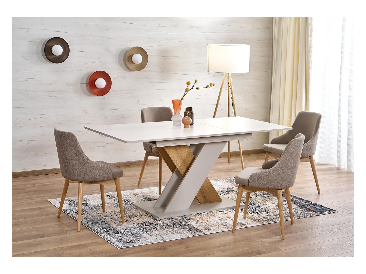 Esstisch XARELTO (85x135-175)/Ausziehbar/Braun&Grau