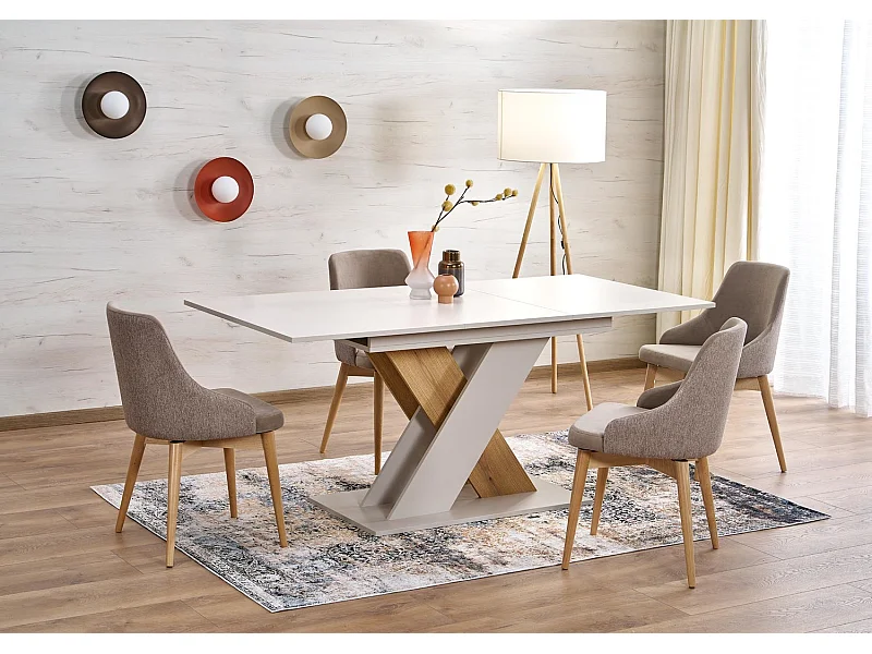 Tavolo da pranzo XARELTO (85x135-175)/Estensibile/Marrone&Grisgio