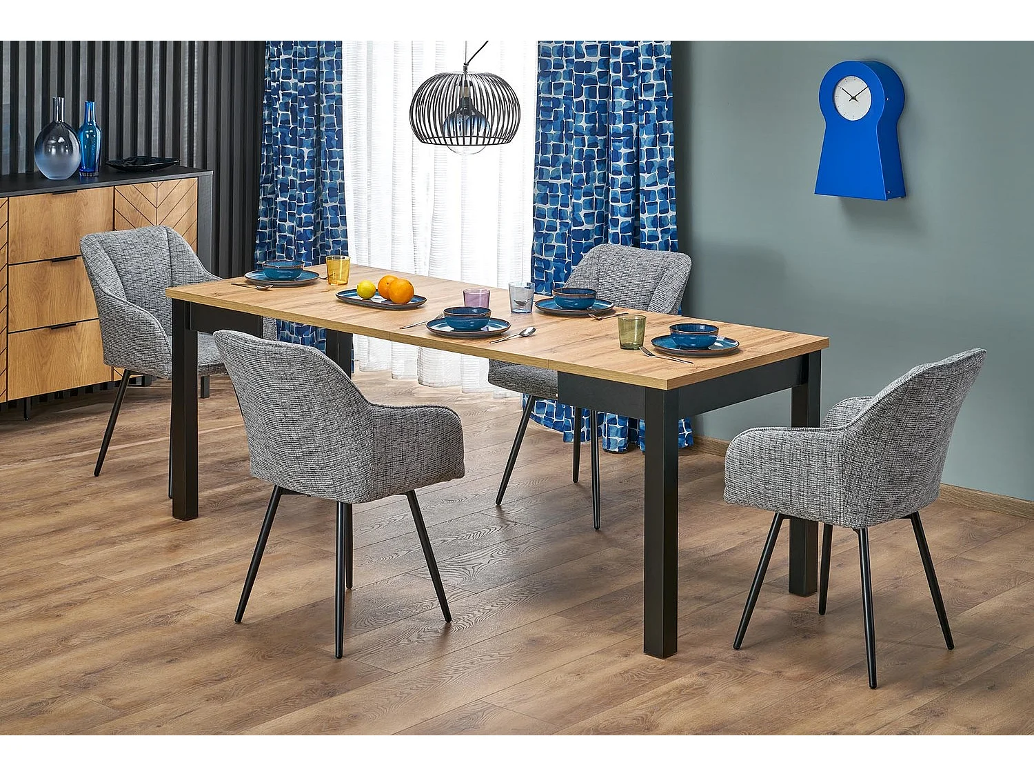 Table à manger Qubik (80x80-200)/Extensible/Marron et noir