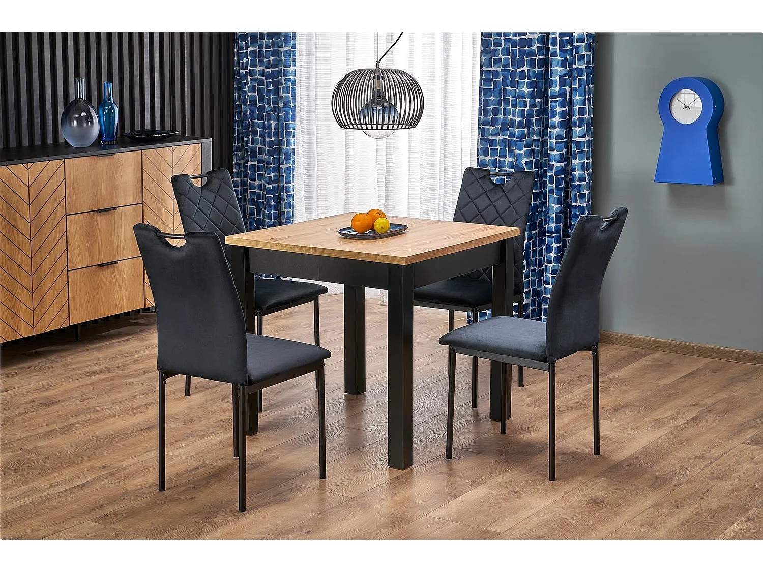 Table à manger Qubik (80x80-200)/Extensible/Marron et noir