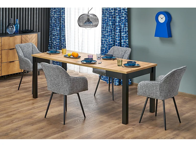 Esstisch Qubik (80x80-200)/Ausziehbar/Braun&Schwarz