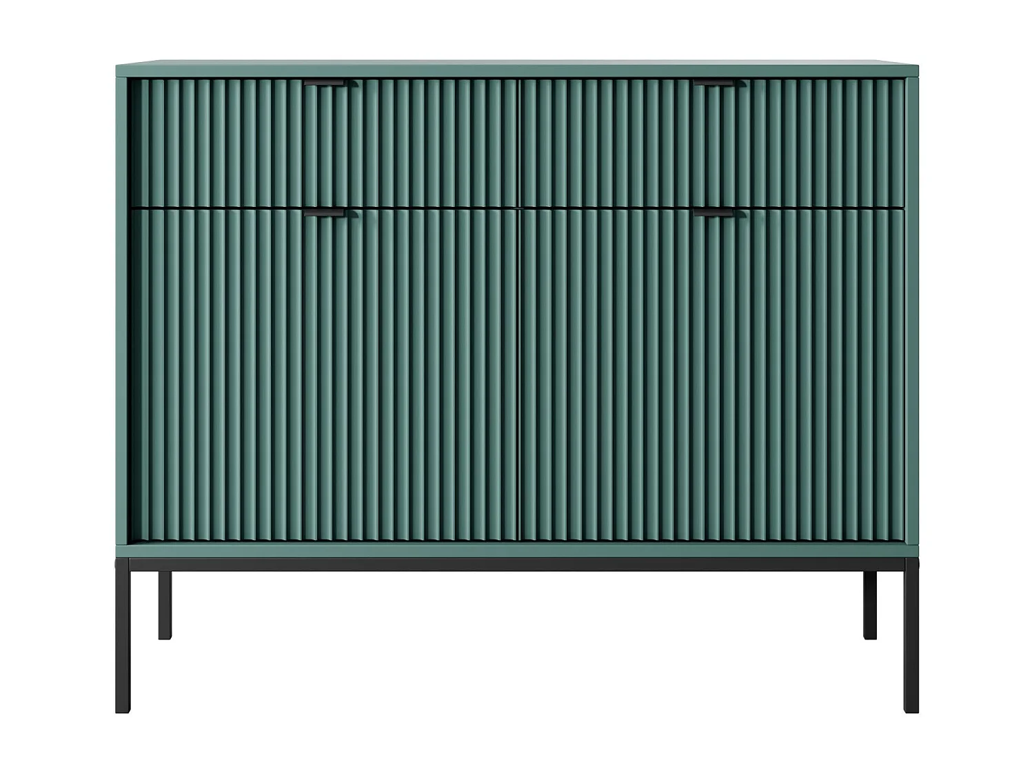 Buffet 2 portes - 104 cm - vert avec pieds noirs - VELLORE