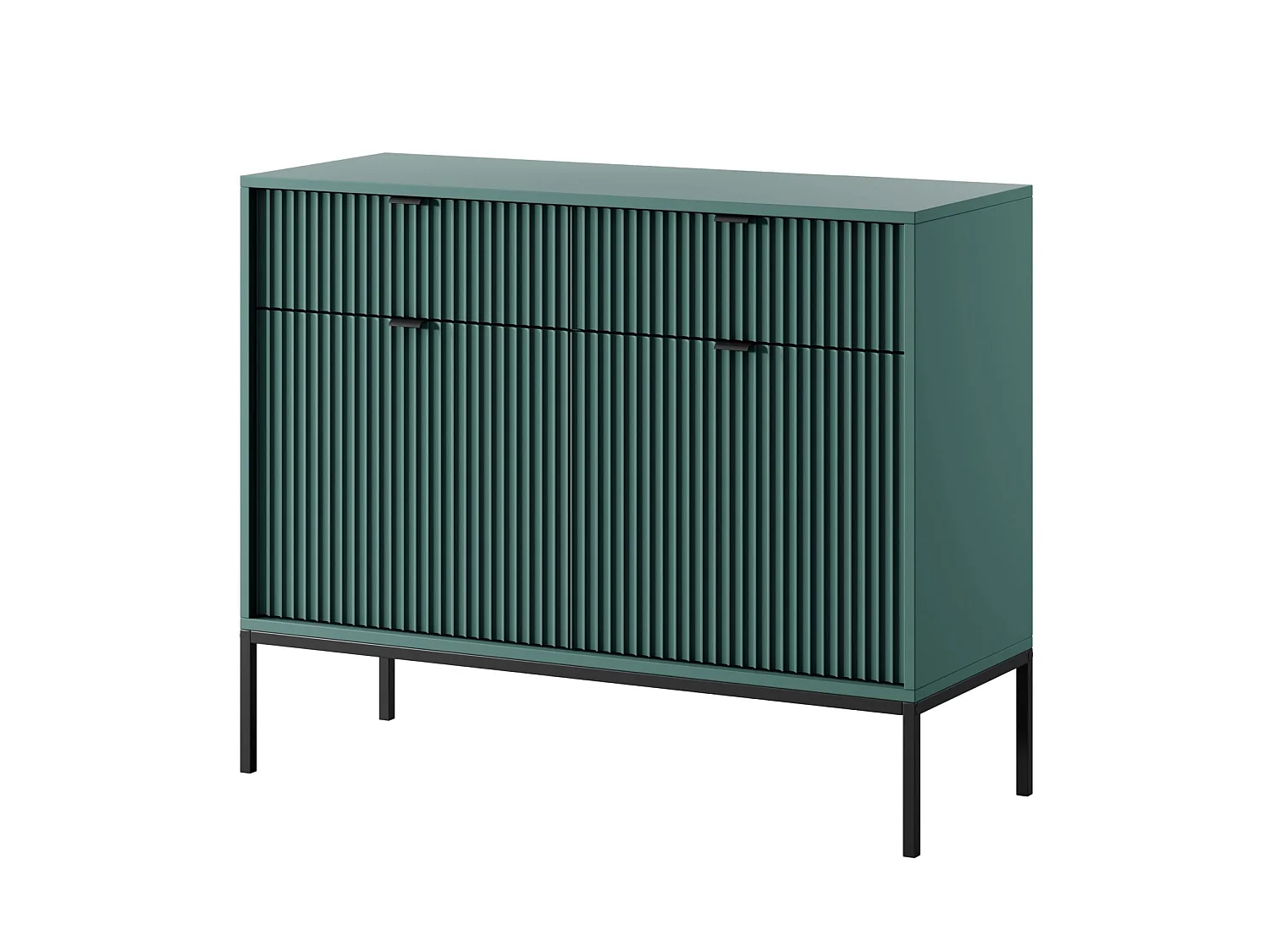 Buffet 2 portes - 104 cm - vert avec pieds noirs - VELLORE