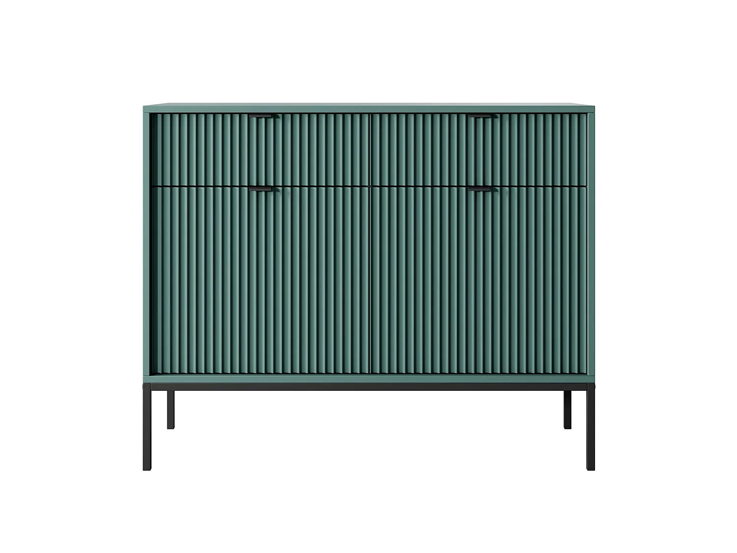 Buffet 2 portes - 104 cm - vert avec pieds noirs - VELLORE