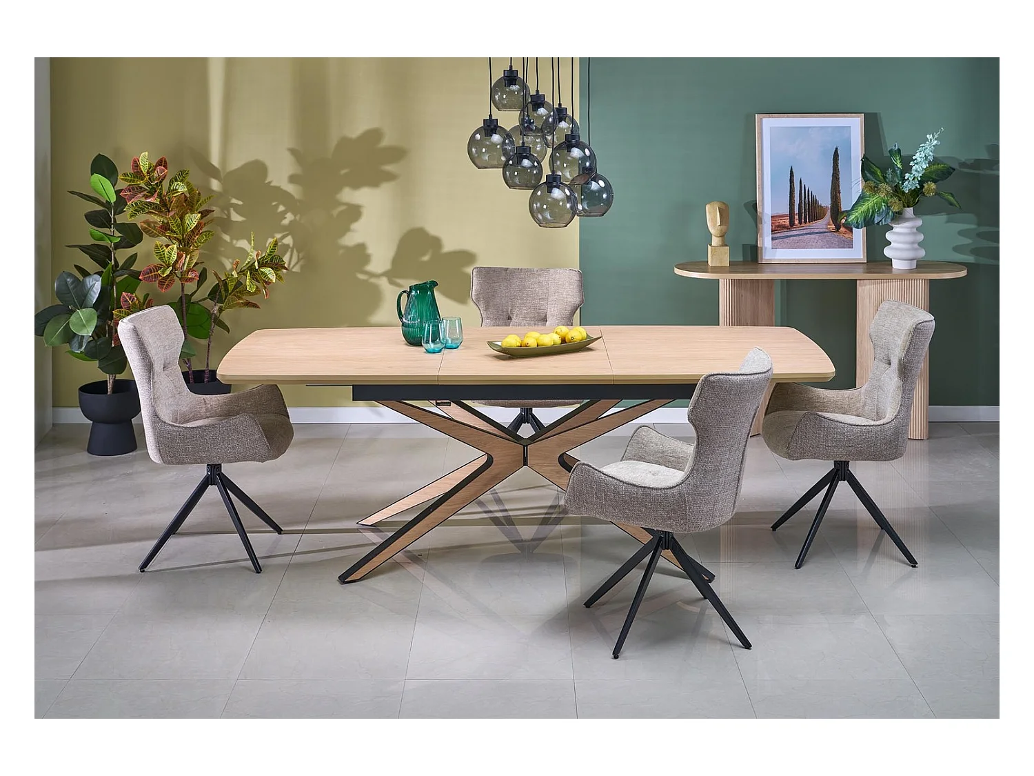 Esstisch James (90x160-220)/Ausziehbar/Braun&Schwarz