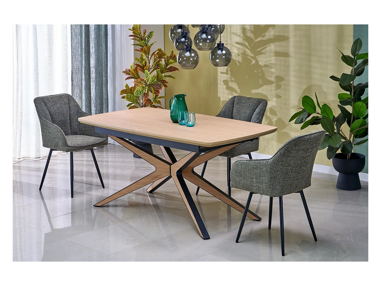 Esstisch James (90x160-220)/Ausziehbar/Braun&Schwarz