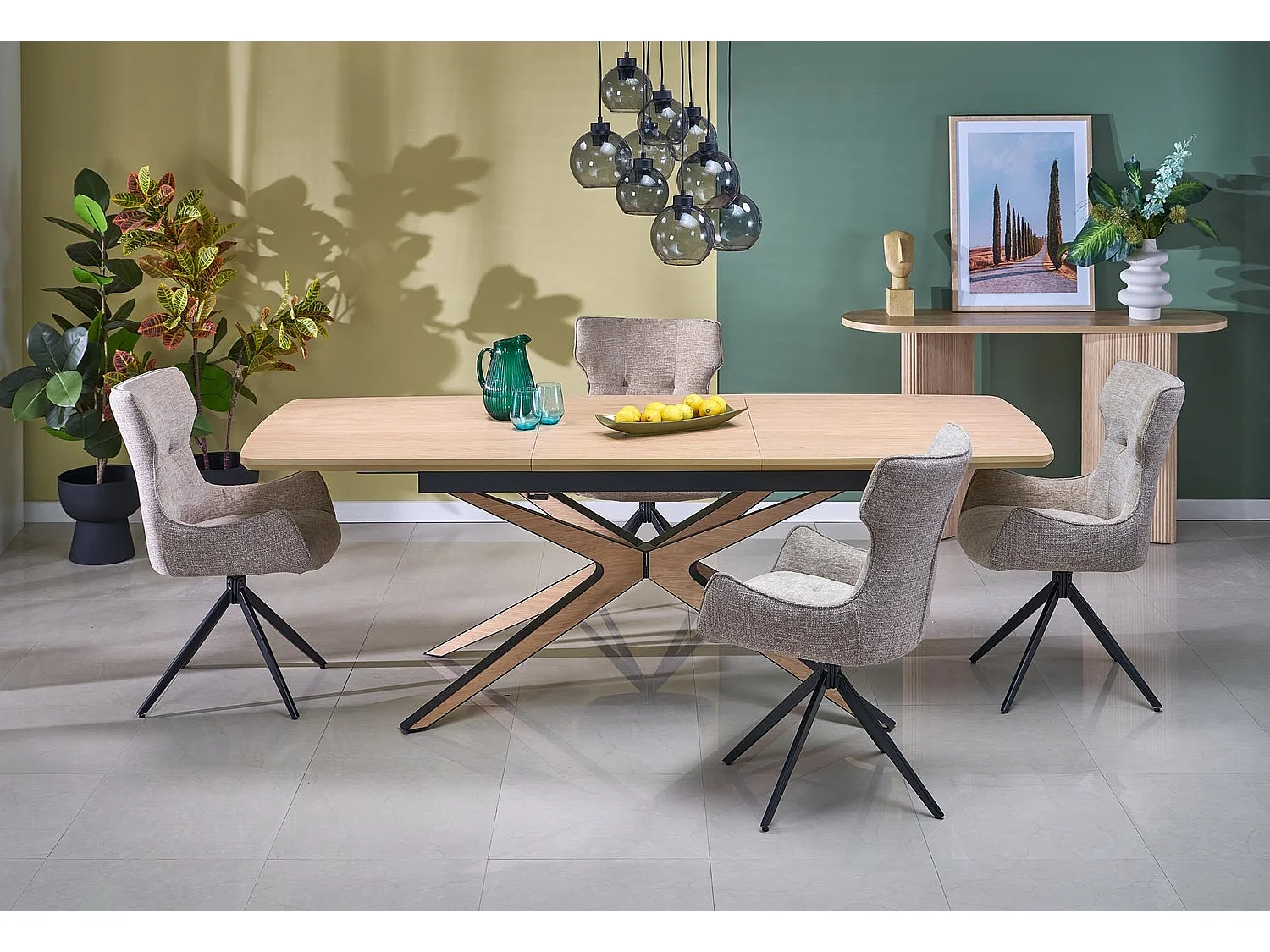 Esstisch James (90x160-220)/Ausziehbar/Braun&Schwarz