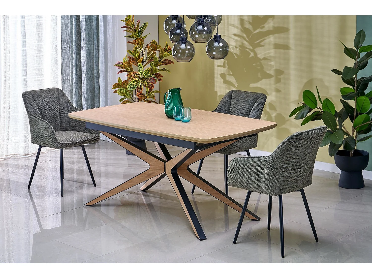 Table à manger James (90x160-220)/Extensible/Marron et noir