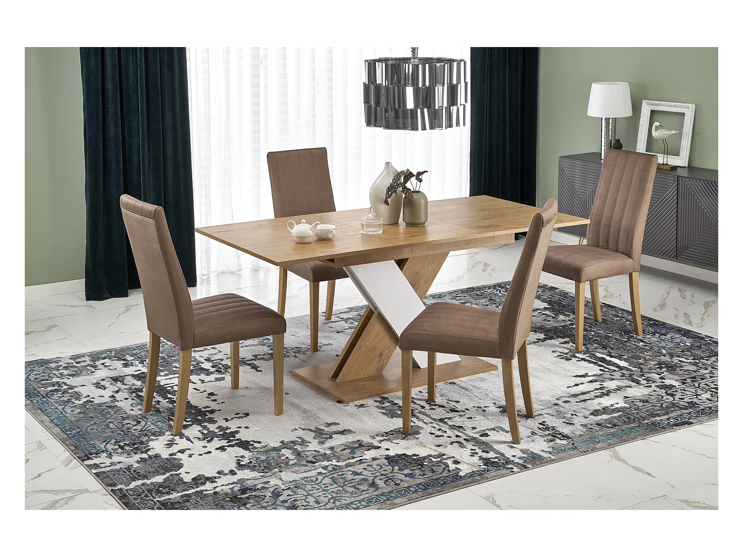 Esstisch XARELTO (85x135-175)/Ausziehbar/Braun&Weiss