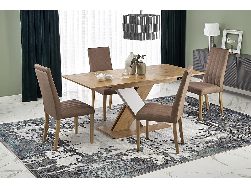 Tavolo da pranzo XARELTO (85x135-175)/Estensibile/Marrone&Bianco