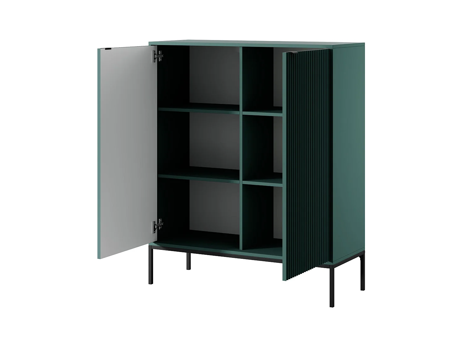 Highboard 2-türig - Grün mit schwarzem Gestell - 104 cm -VELLORE