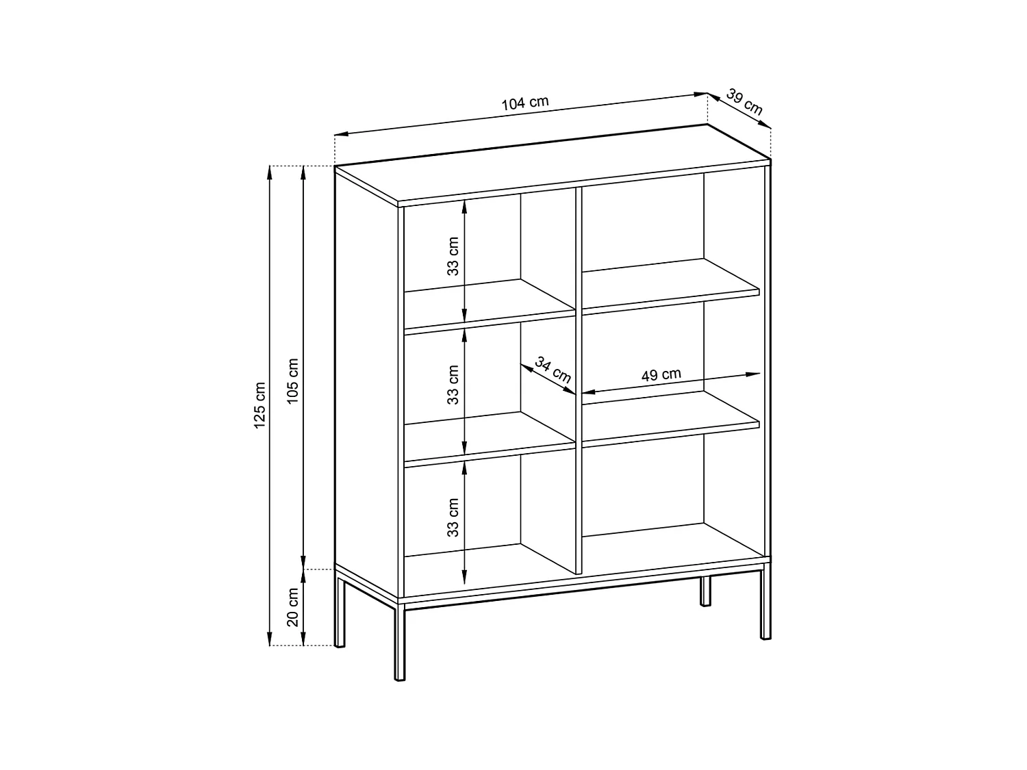 Highboard 2-türig - Grün mit schwarzem Gestell - 104 cm -VELLORE