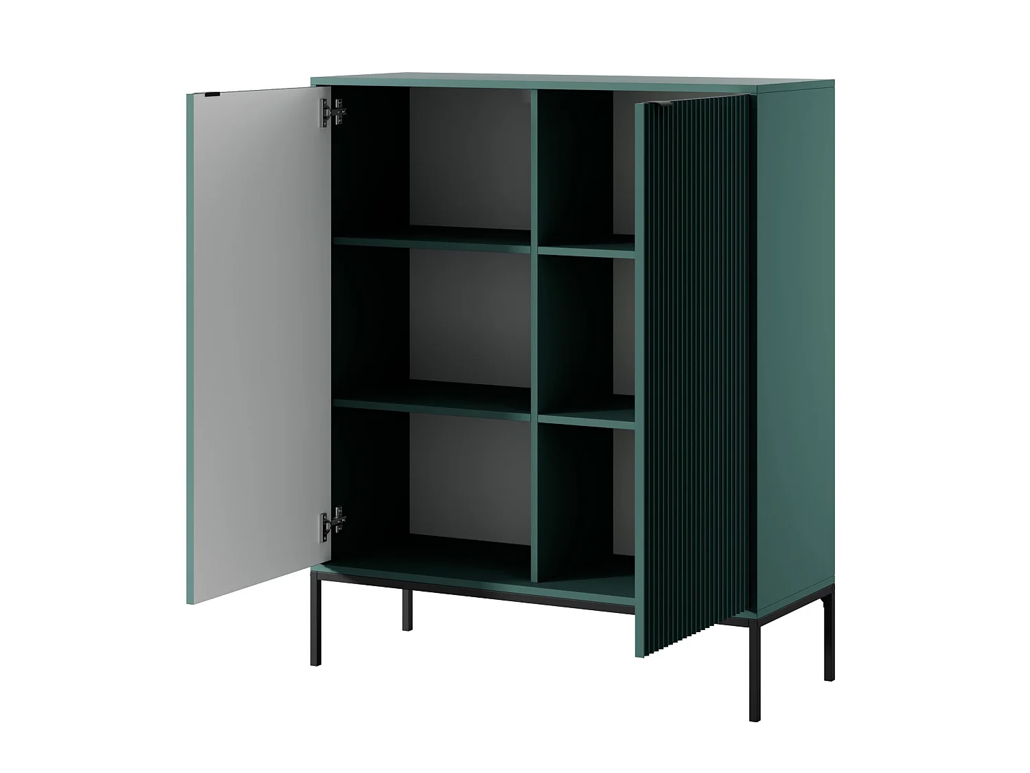 Buffet haut - 104 cm - vert avec pieds noirs - VELLORE