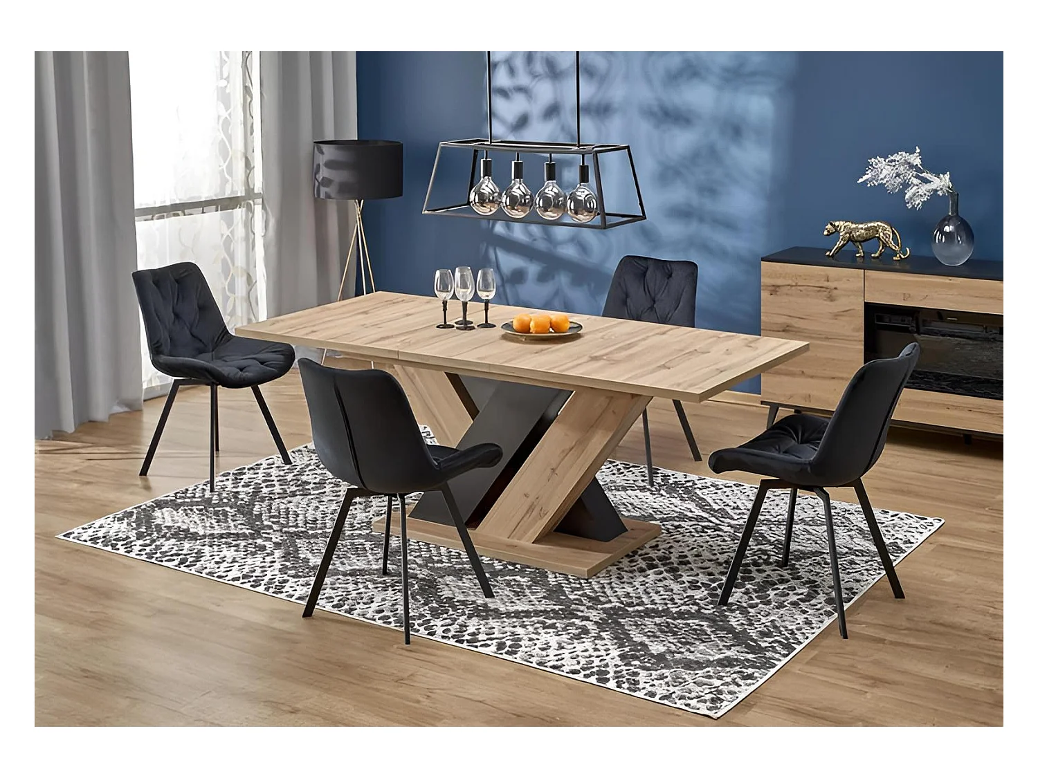 Esstisch Brandon (90x160-200)/Ausziehbar/Schwarz&Braun