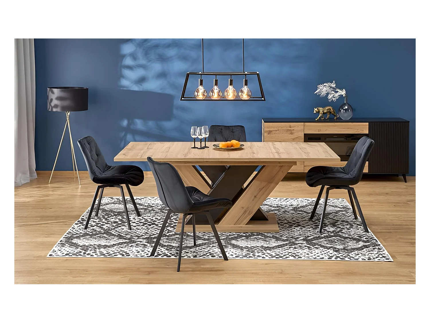 Esstisch Brandon (90x160-200)/Ausziehbar/Schwarz&Braun