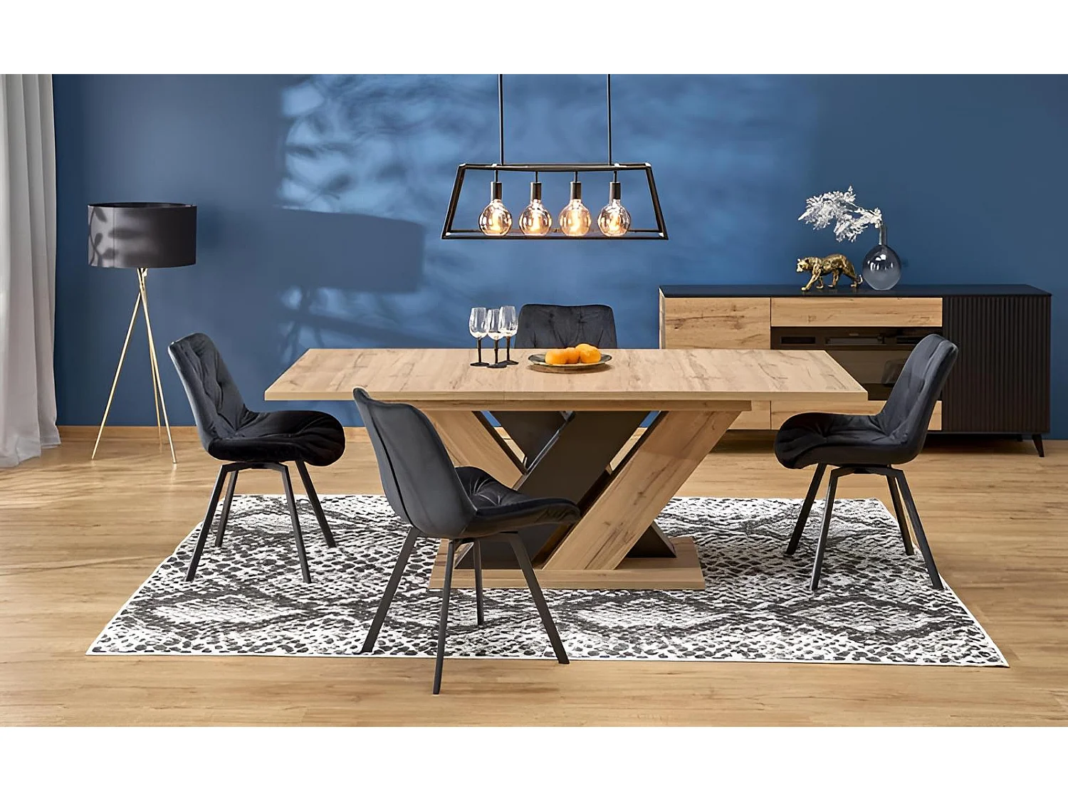 Esstisch Brandon (90x160-200)/Ausziehbar/Schwarz&Braun