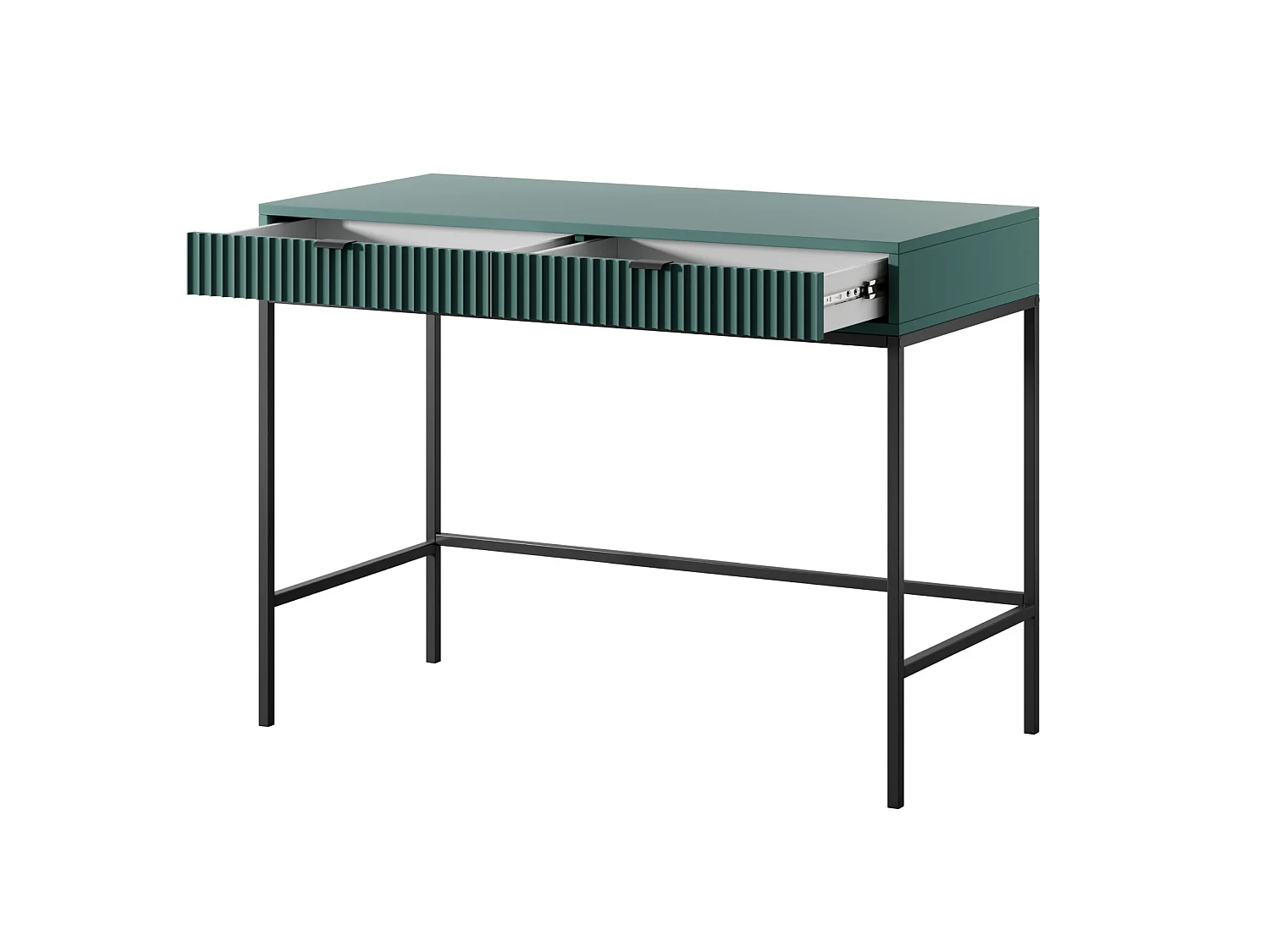 Coiffeuse 2 tiroirs - 104 cm - vert avec pieds noirs - VELLORE