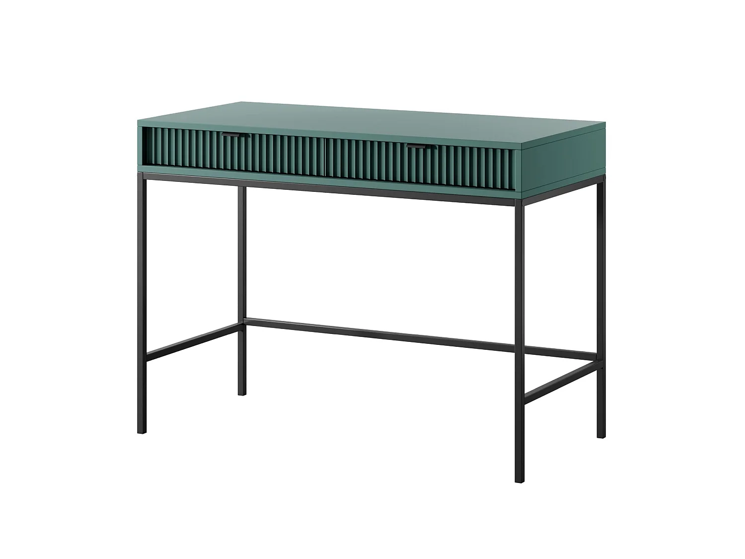 Coiffeuse 2 tiroirs - 104 cm - vert avec pieds noirs - VELLORE