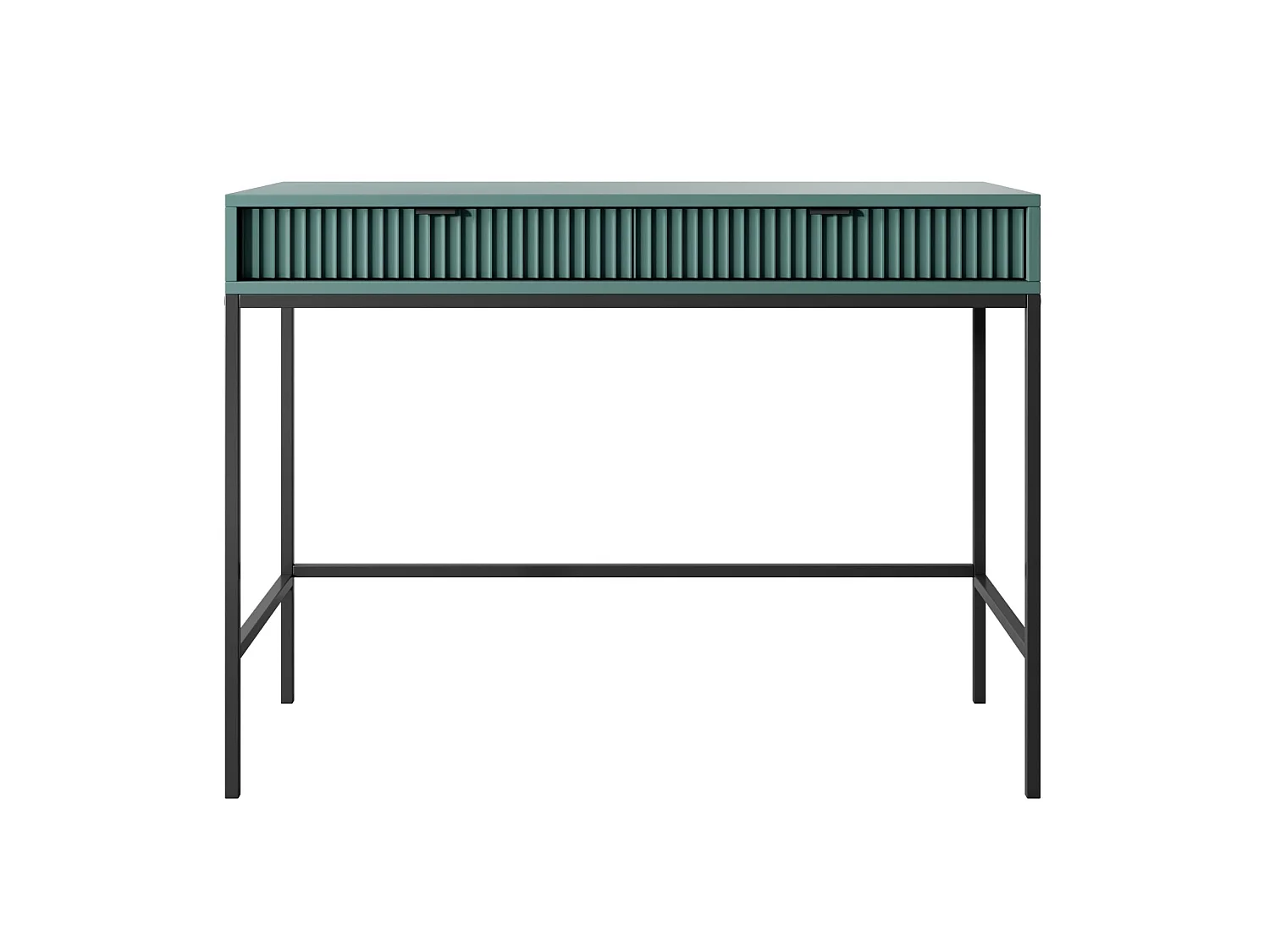 Coiffeuse 2 tiroirs - 104 cm - vert avec pieds noirs - VELLORE