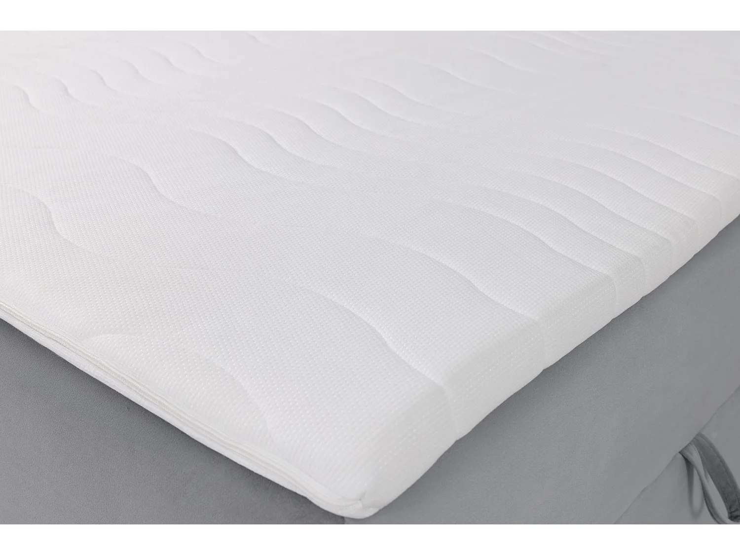 Lit boxspring 140×200 – avec matelas et surmatelas – velours – gris – DAISSY