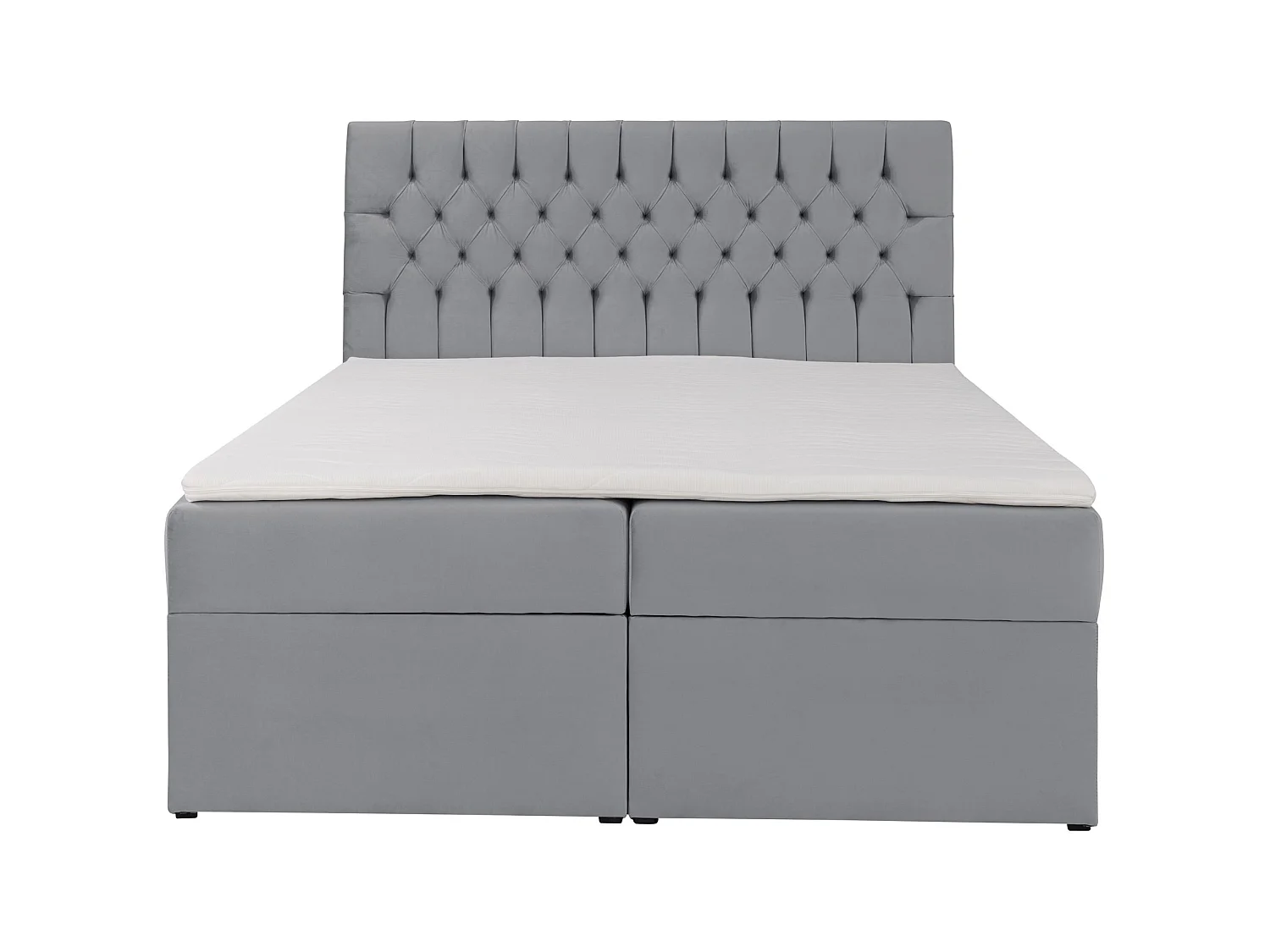 Boxbett 140×200 mit Matratze und Topper – Samt – Grau – DAISSY