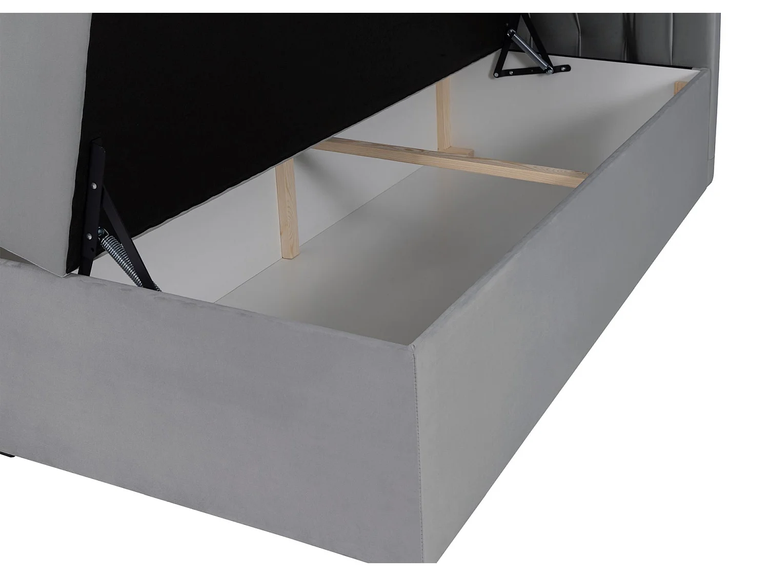 Boxbett 140×200 mit Matratze und Topper – Samt – Grau – DAISSY