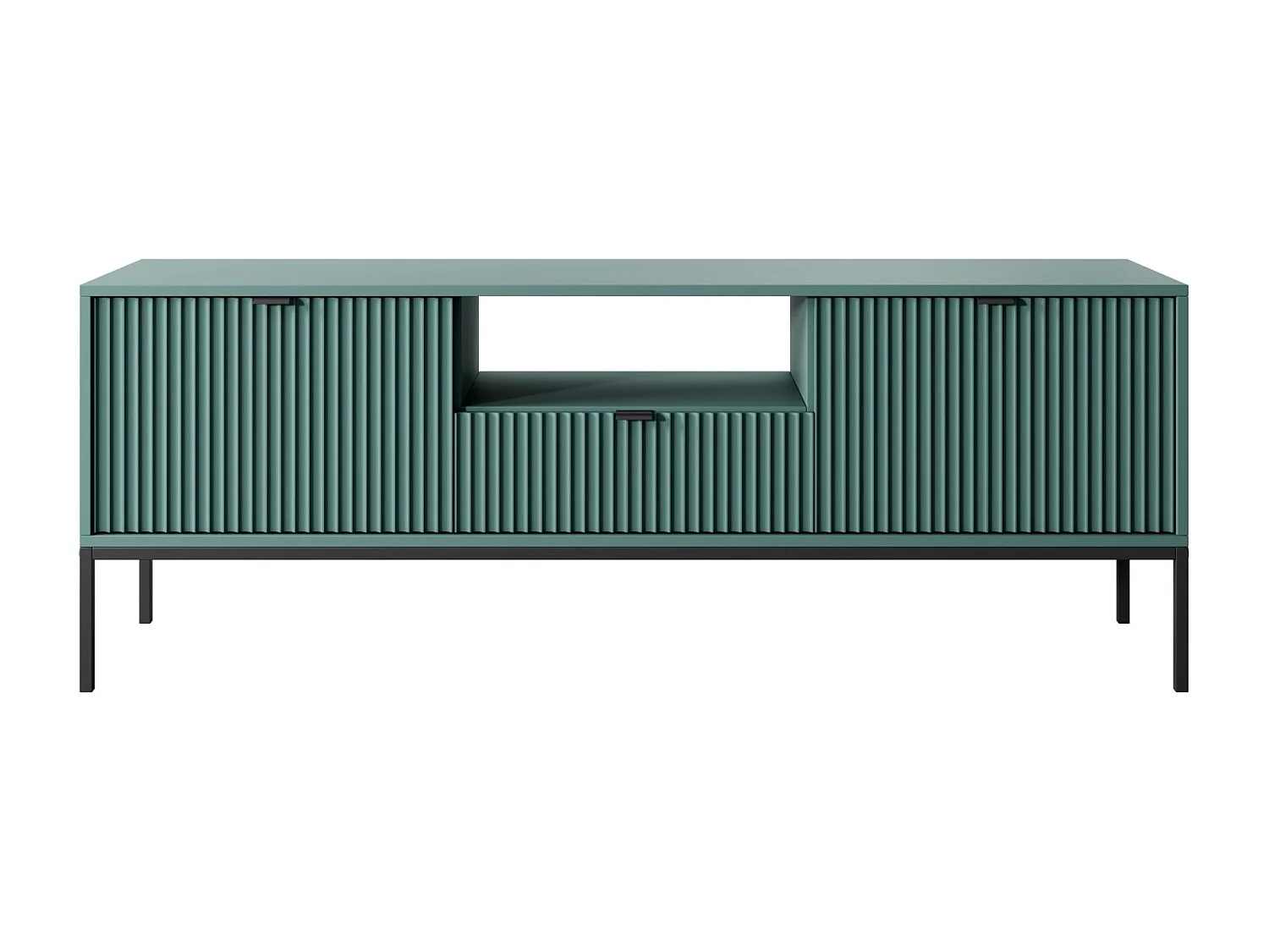 Meuble TV 1 tiroir - 154 cm - vert avec pieds noirs - VELLORE