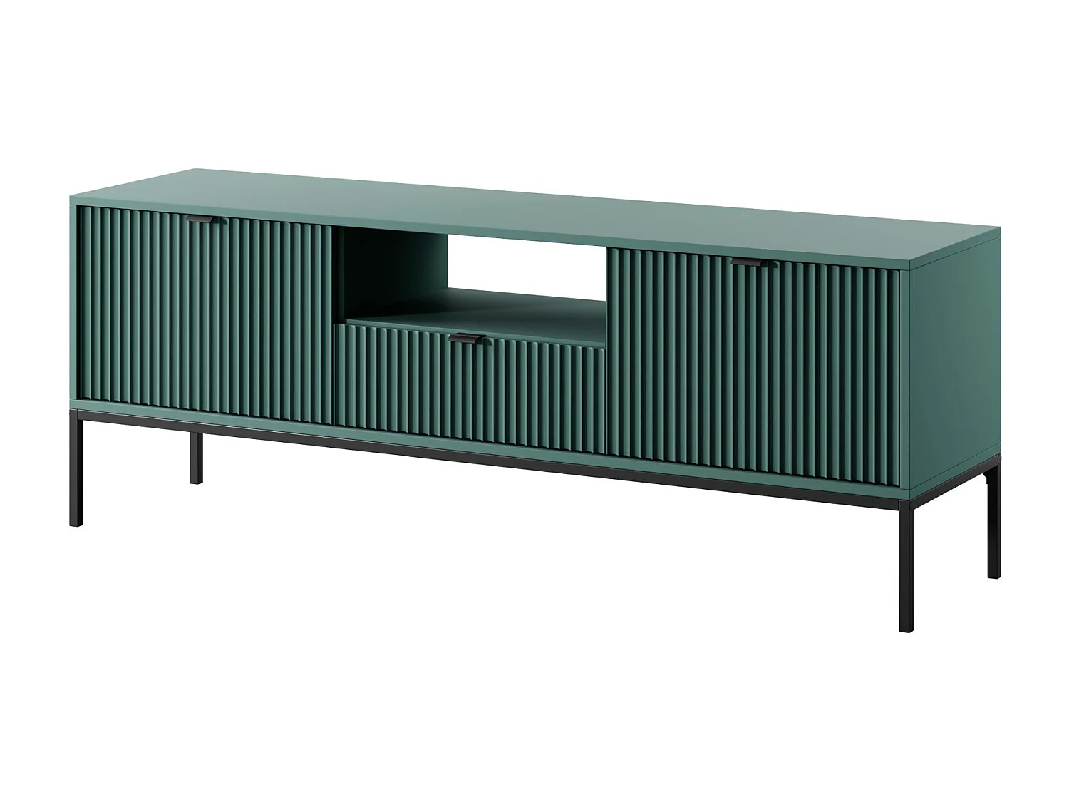 TV-Lowboard mit Schublade und schwarzem Gestell – Grün – 154 cm – VELLORE
