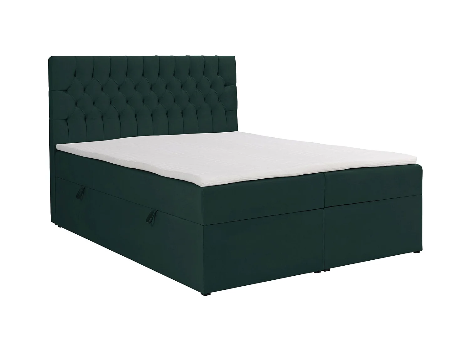 Lit boxspring 180×200 – avec matelas et surmatelas – velours – vert bouteille – DAISSY