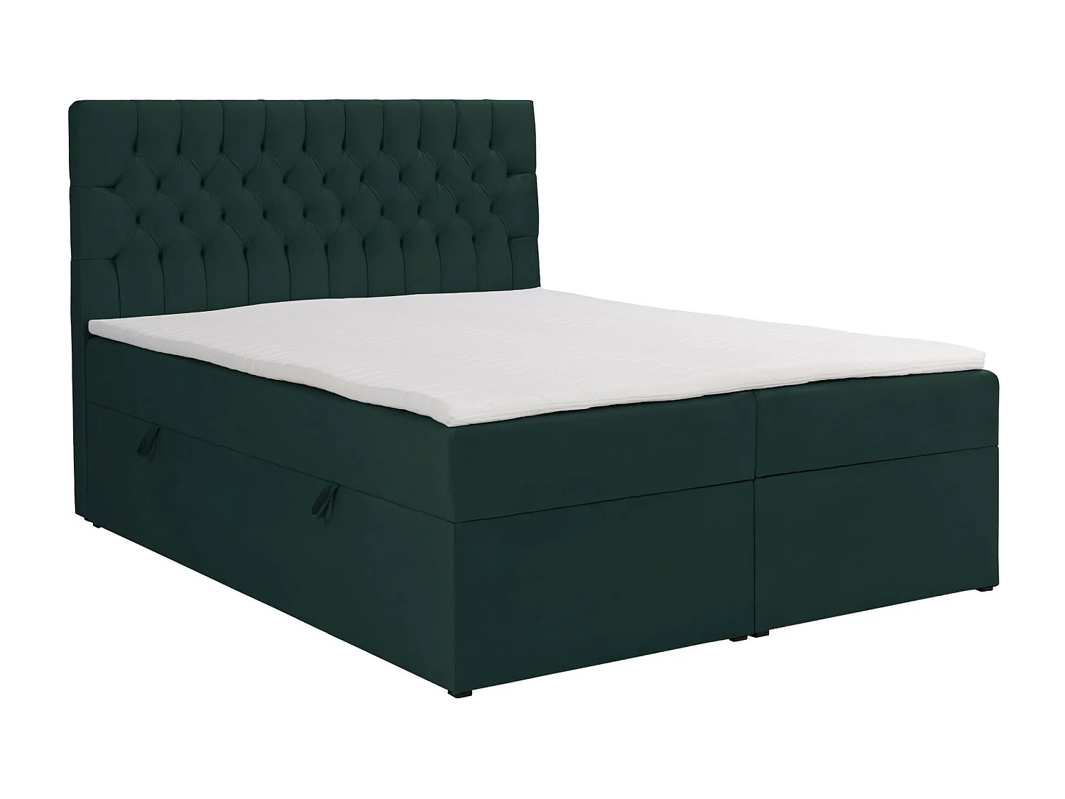 Lit boxspring 180×200 – avec matelas et surmatelas – velours – vert bouteille – DAISSY