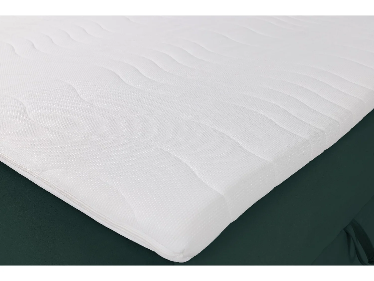 Lit boxspring 160×200 – avec matelas et surmatelas – velours – vert bouteille – DAISSY