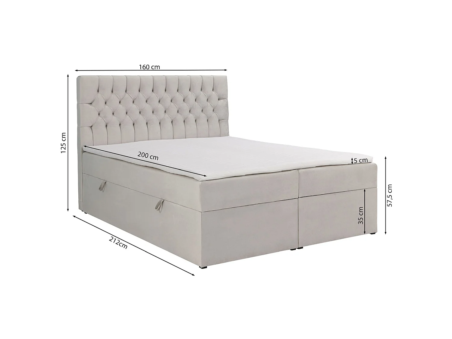 Lit boxspring 160×200 – avec matelas et surmatelas – velours – vert bouteille – DAISSY