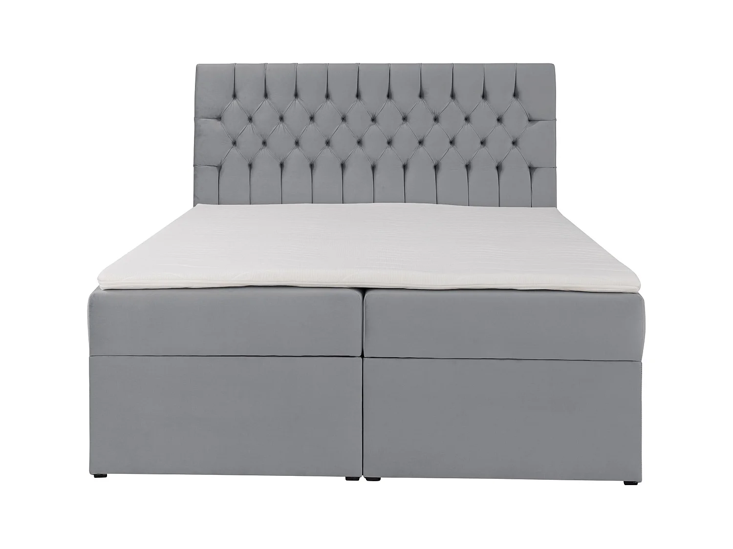Lit boxspring 180×200 – avec matelas et surmatelas – velours – gris – DAISSY