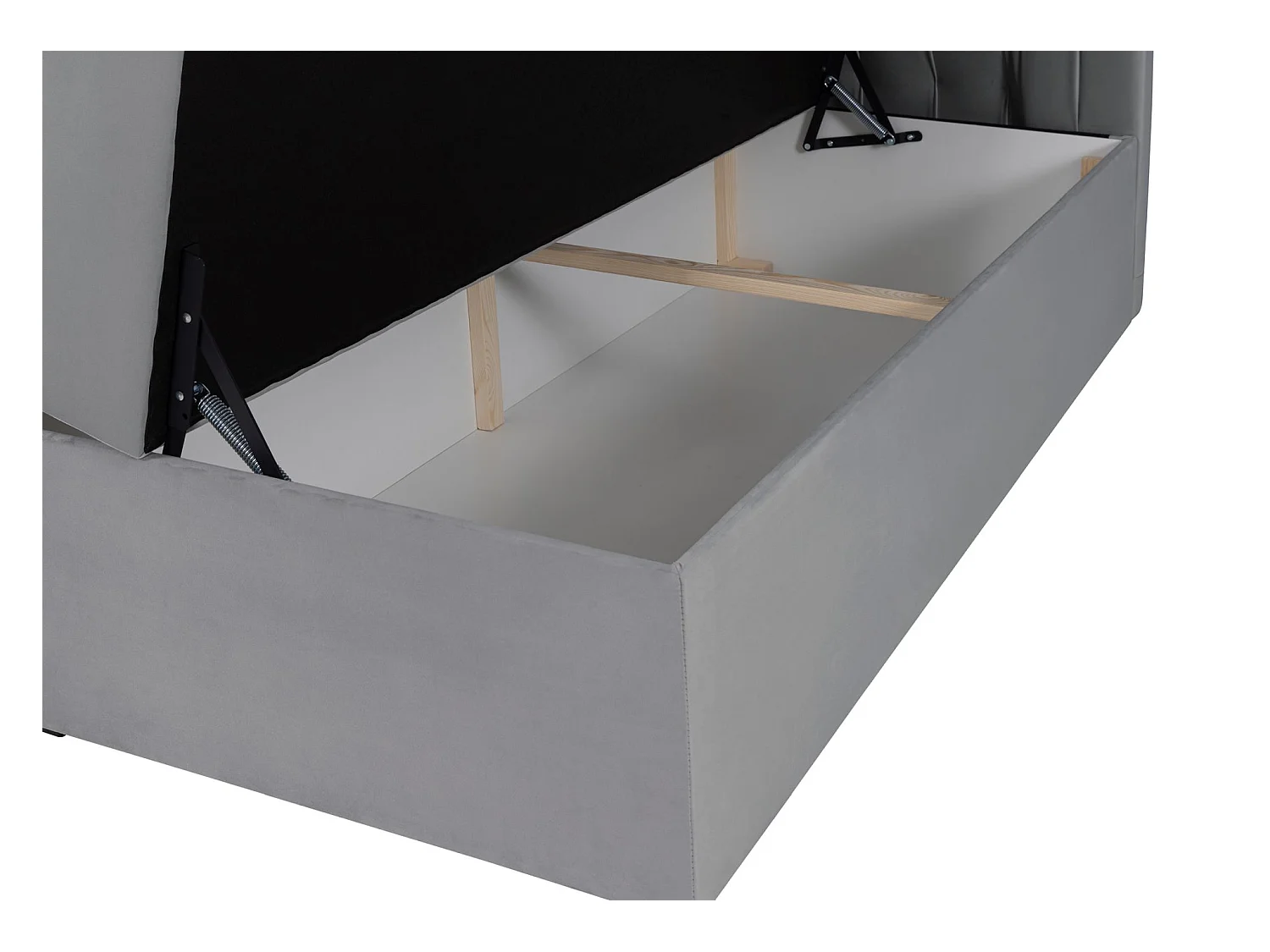 Lit boxspring 180×200 – avec matelas et surmatelas – velours – gris – DAISSY