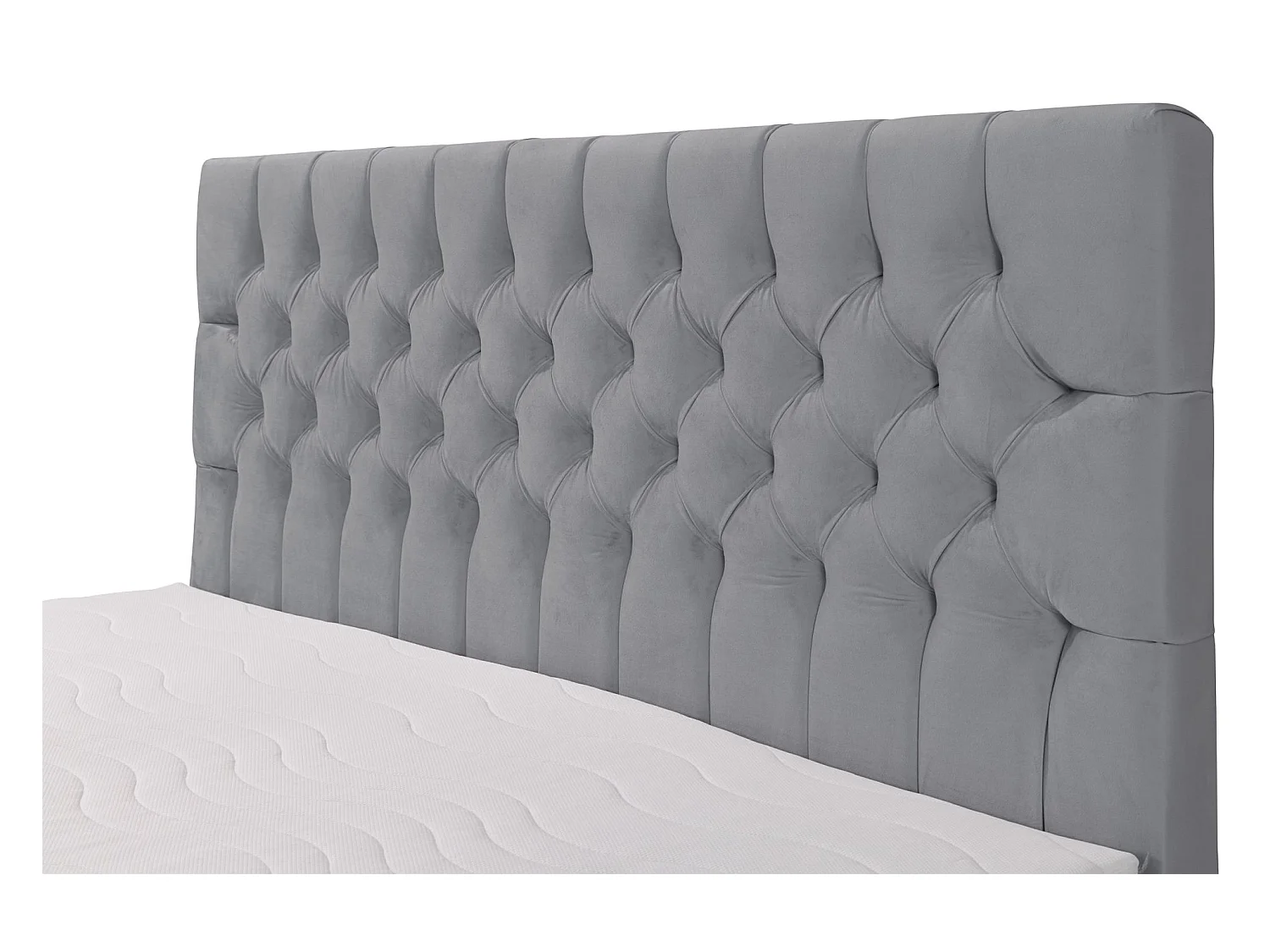 Lit boxspring 180×200 – avec matelas et surmatelas – velours – gris – DAISSY