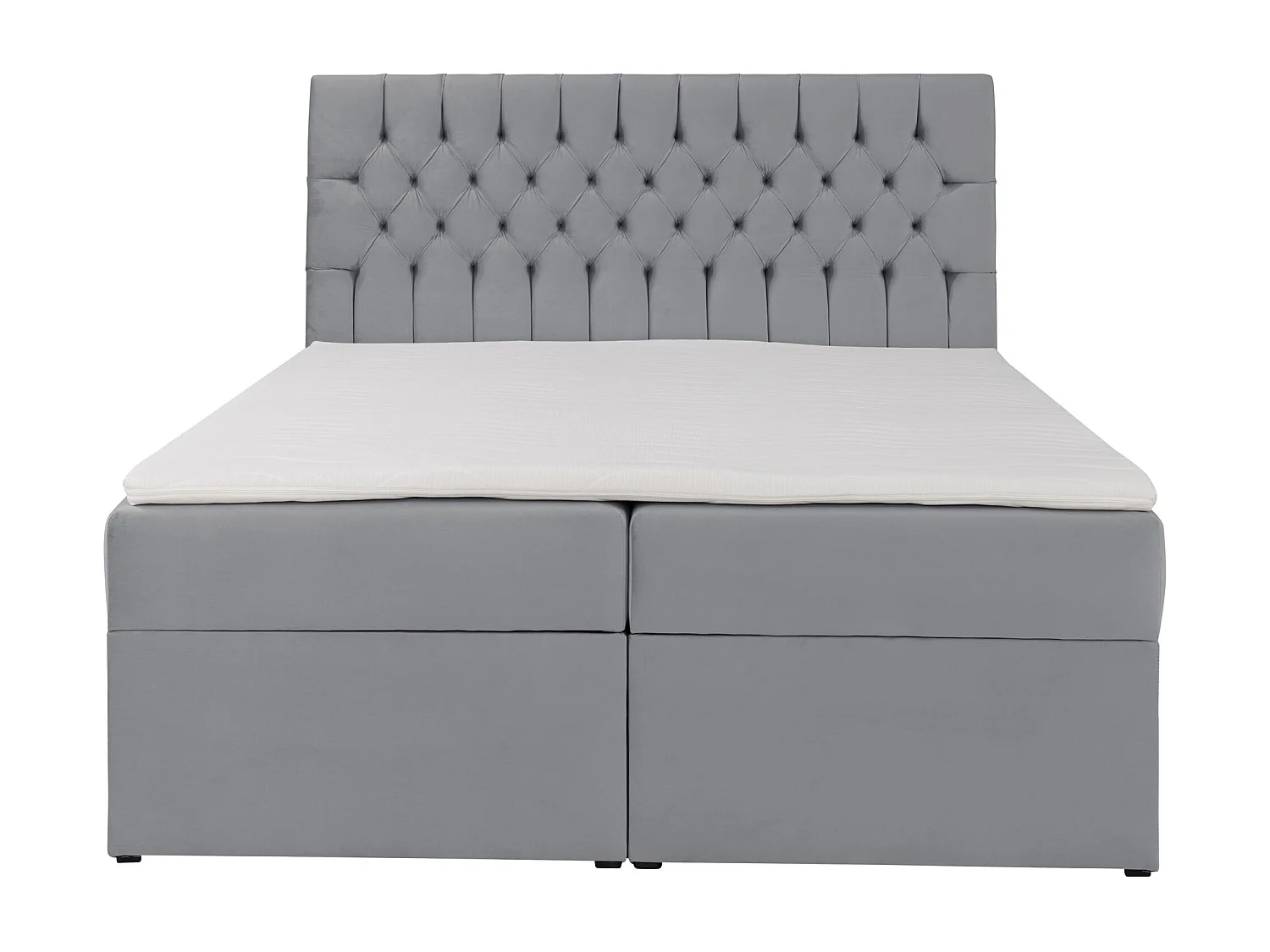 Boxbett 180×200 mit Matratze und Topper – Samt – Grau – DAISSY