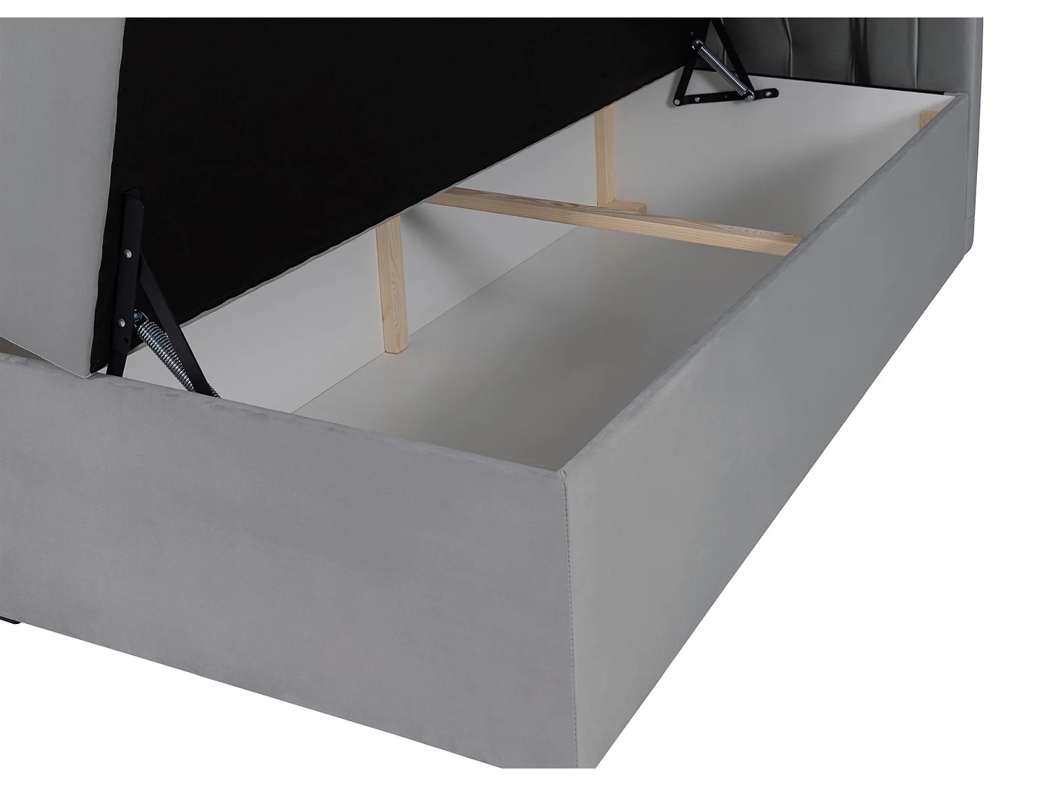 Boxbett 180×200 mit Matratze und Topper – Samt – Grau – DAISSY