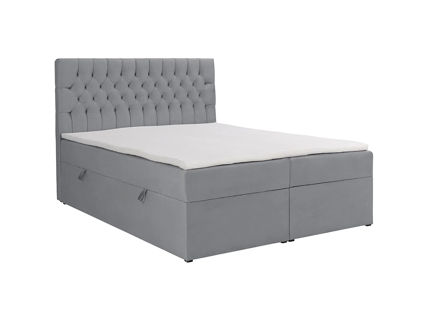 Boxbett 180×200 mit Matratze und Topper – Samt – Grau – DAISSY