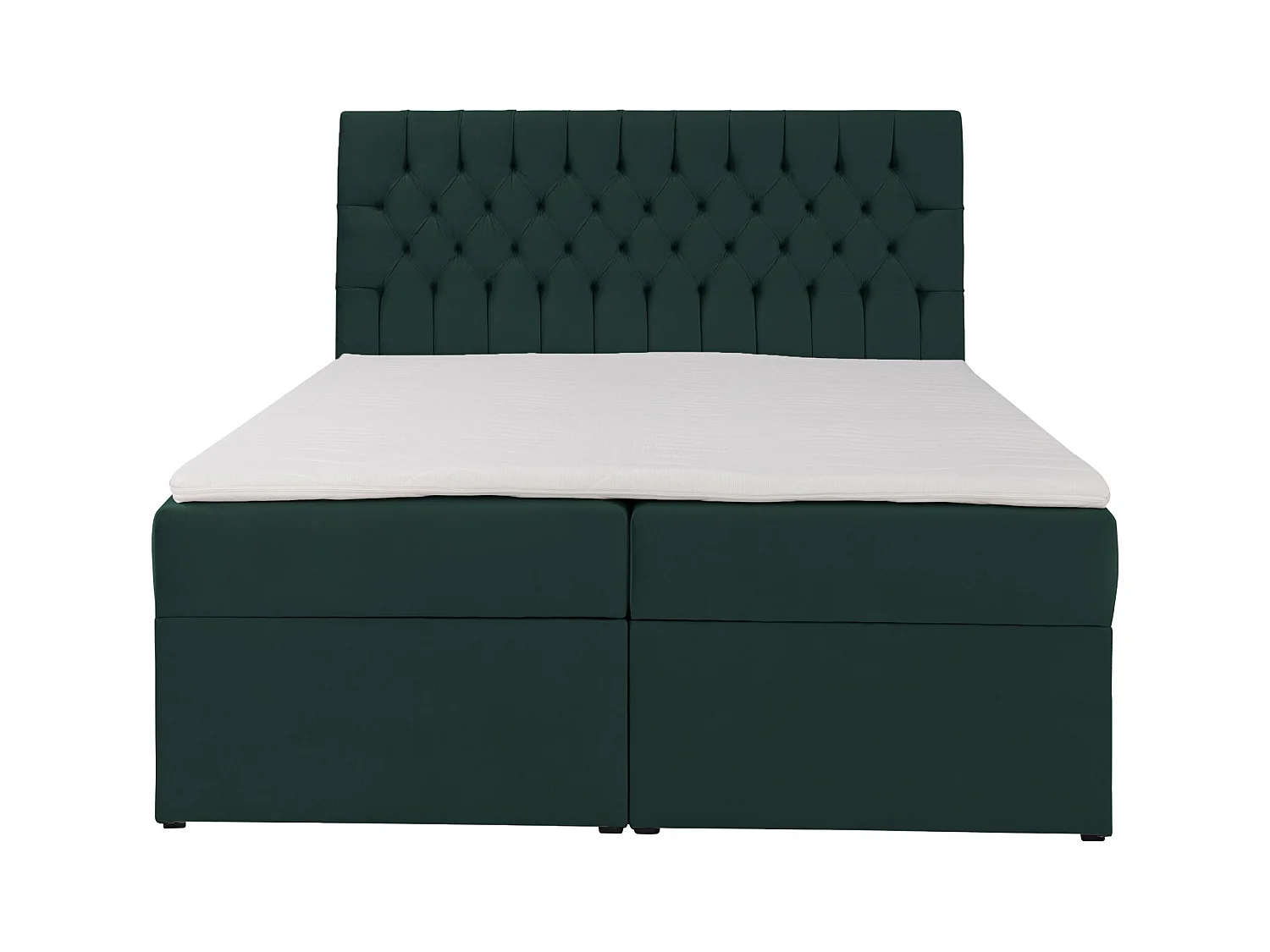 Lit boxspring 140×200 – avec matelas et surmatelas – velours – vert bouteille – DAISSY