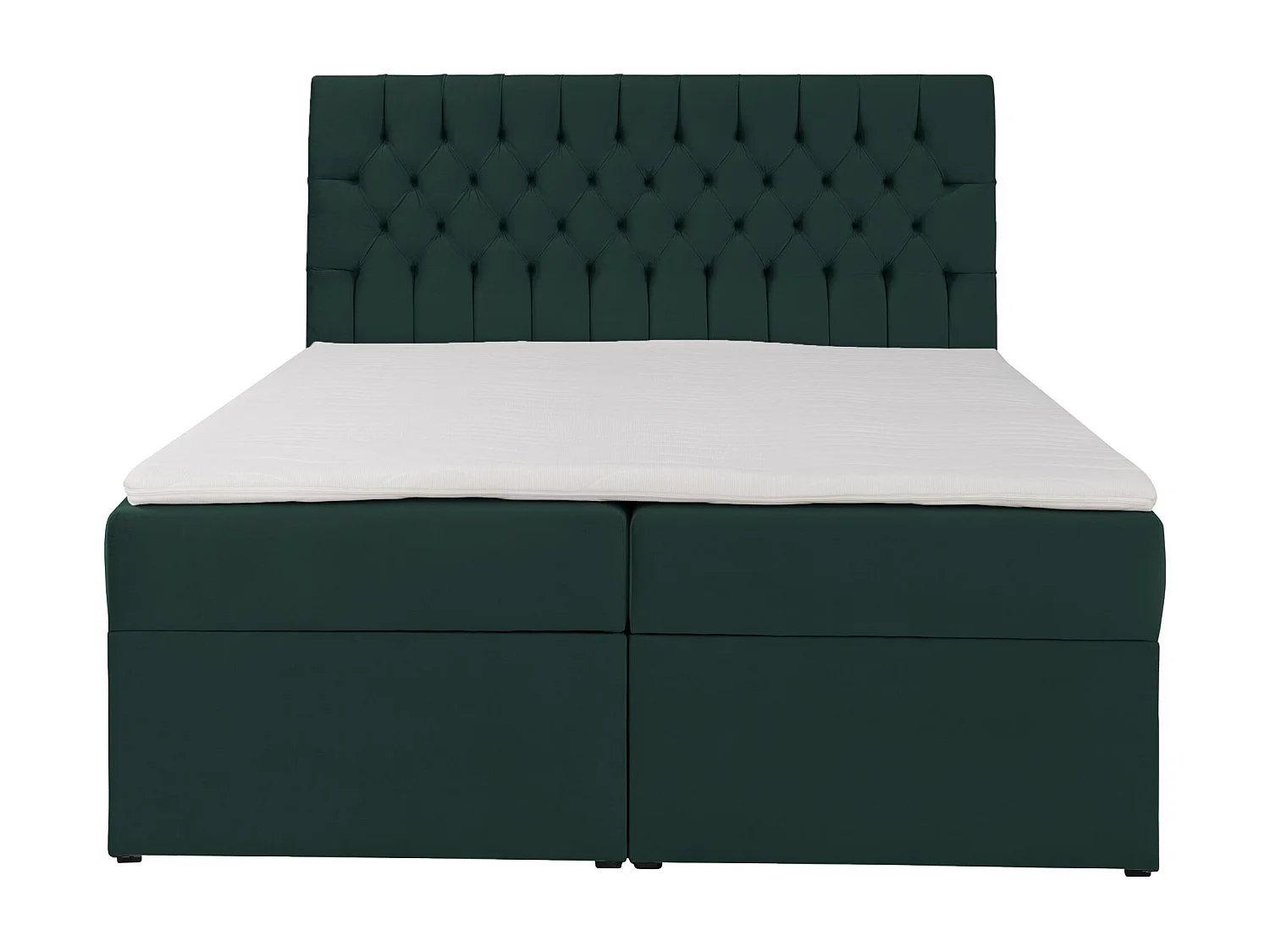 Lit boxspring 140×200 – avec matelas et surmatelas – velours – vert bouteille – DAISSY