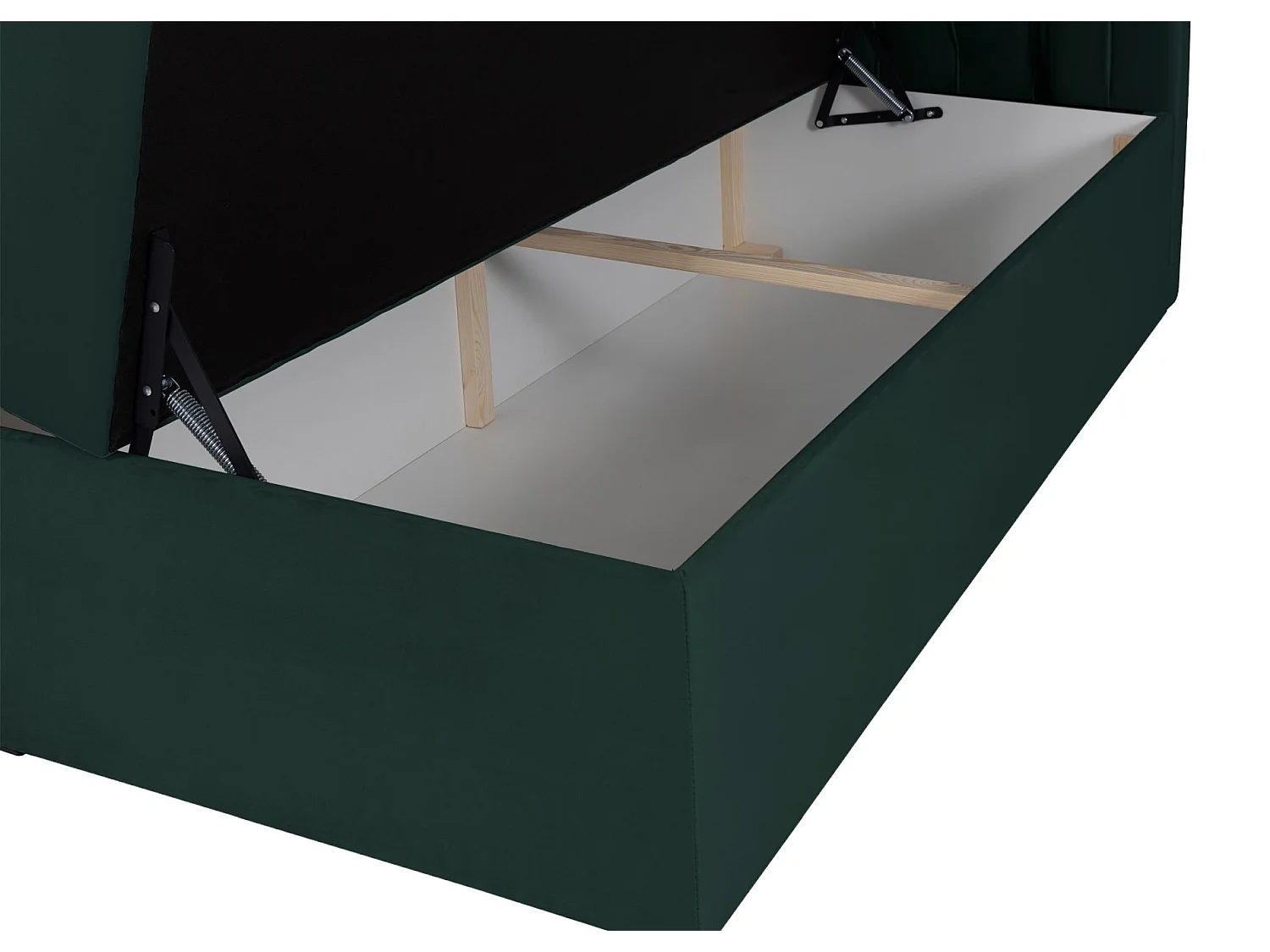 Lit boxspring 140×200 – avec matelas et surmatelas – velours – vert bouteille – DAISSY