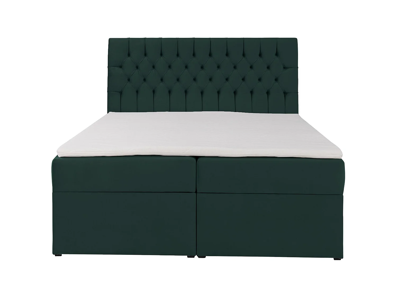Lit boxspring 140×200 – avec matelas et surmatelas – velours – vert bouteille – DAISSY
