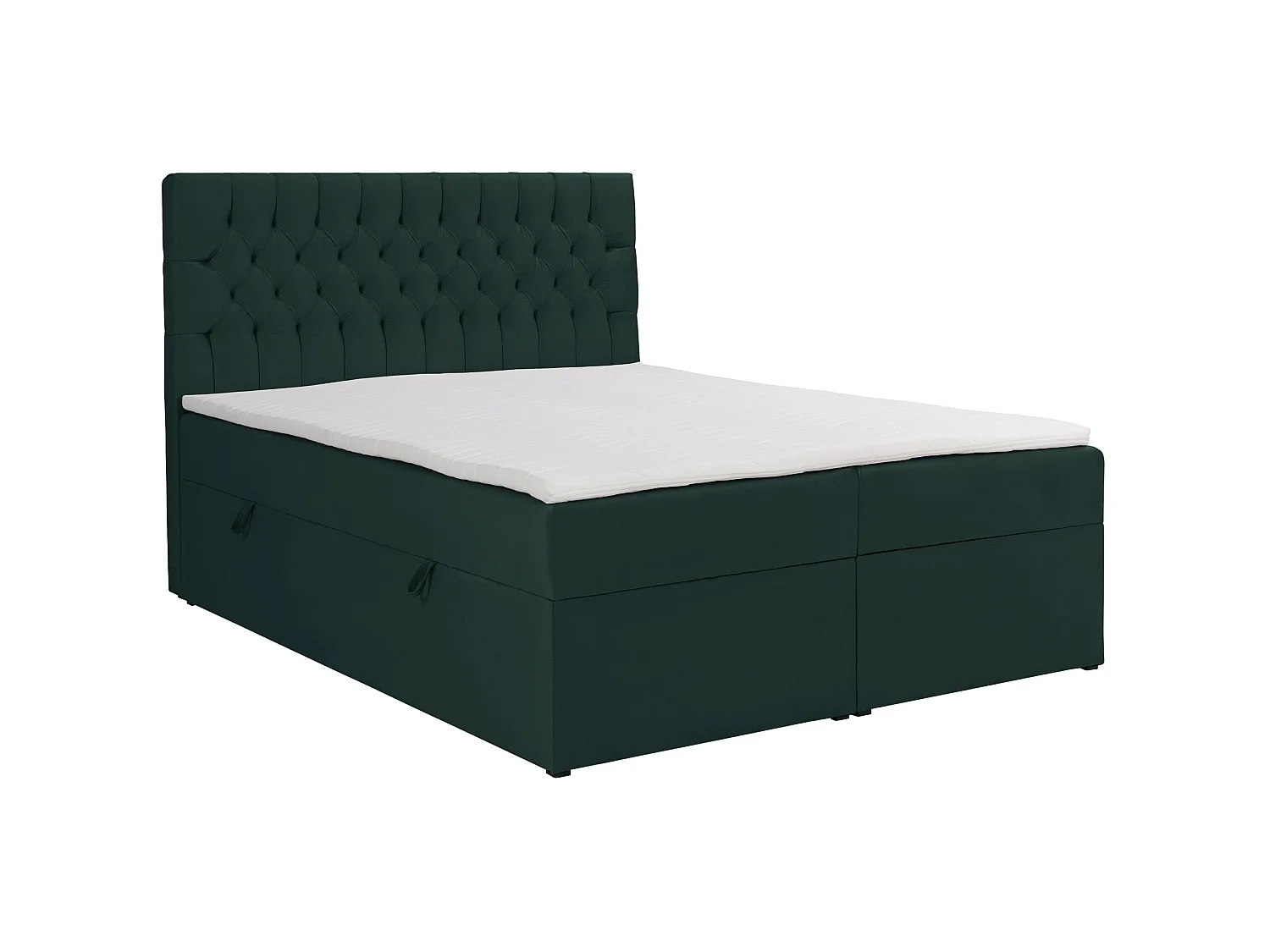 Lit boxspring 140×200 – avec matelas et surmatelas – velours – vert bouteille – DAISSY