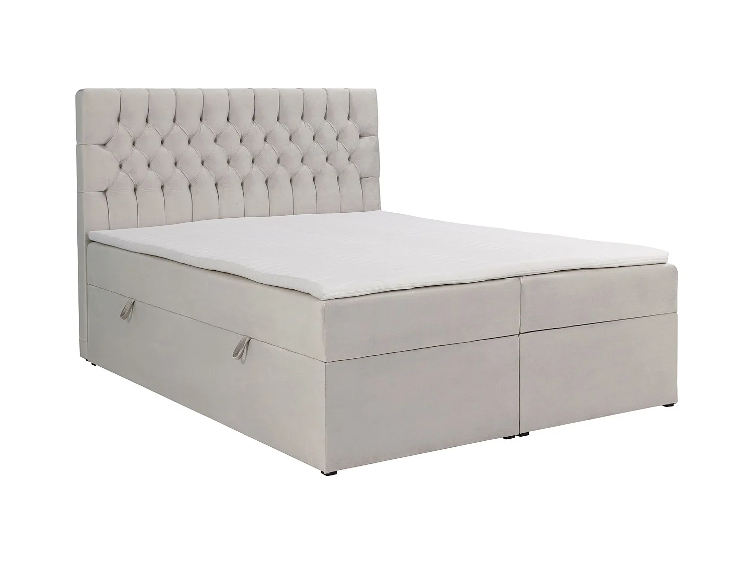 Lit boxspring 160×200 – avec matelas et surmatelas – velours – beige clair – DAISSY