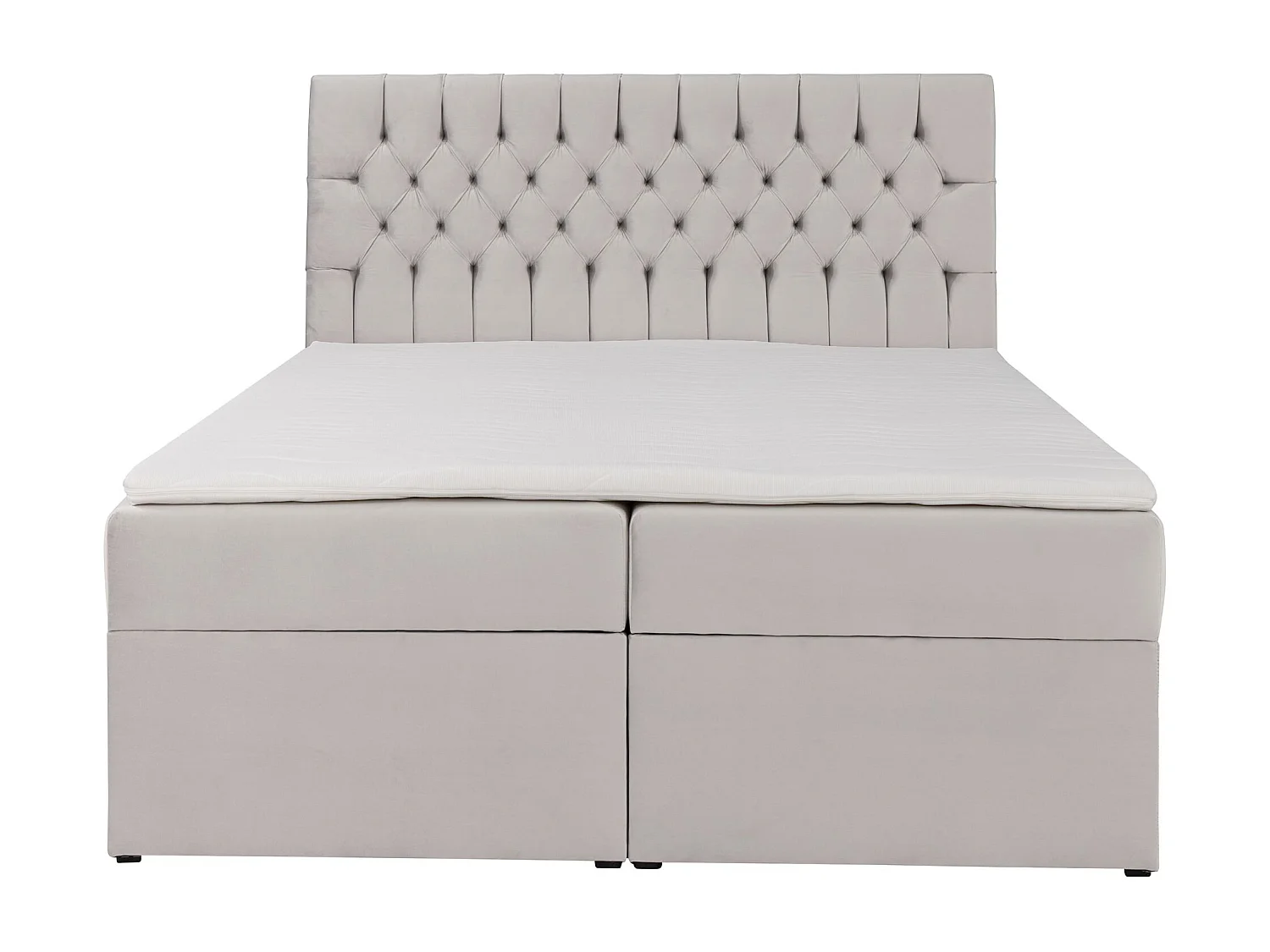 Lit boxspring 160×200 – avec matelas et surmatelas – velours – beige clair – DAISSY