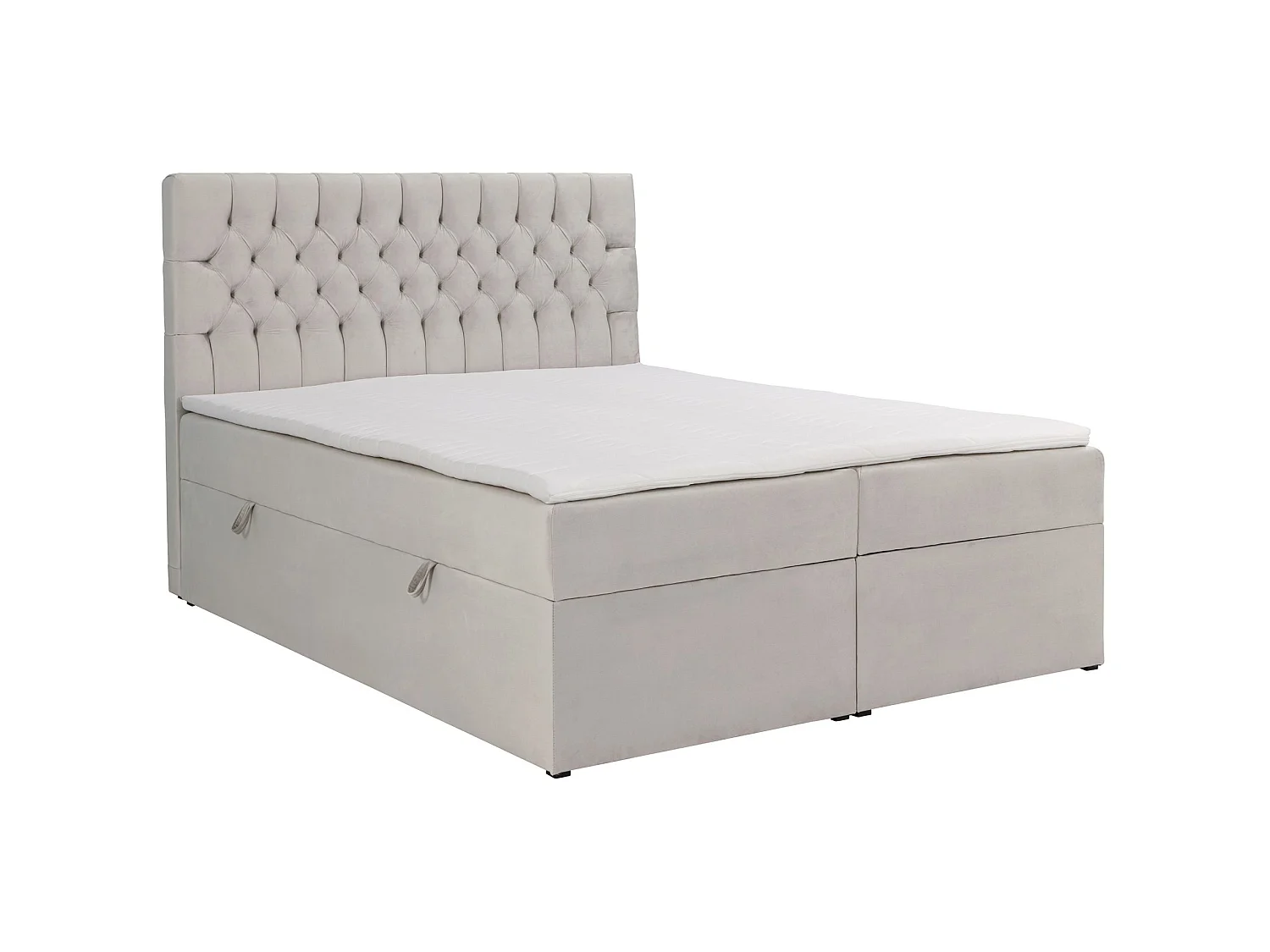 Lit boxspring 160×200 – avec matelas et surmatelas – velours – beige clair – DAISSY