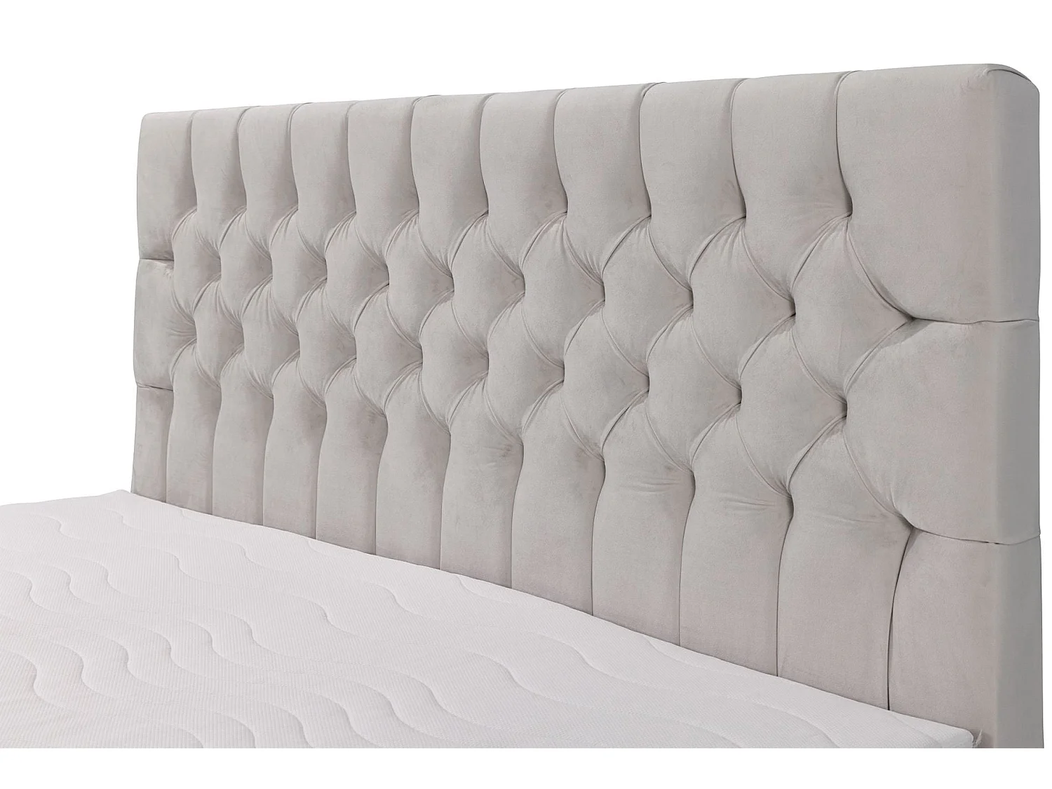 Lit boxspring 160×200 – avec matelas et surmatelas – velours – beige clair – DAISSY