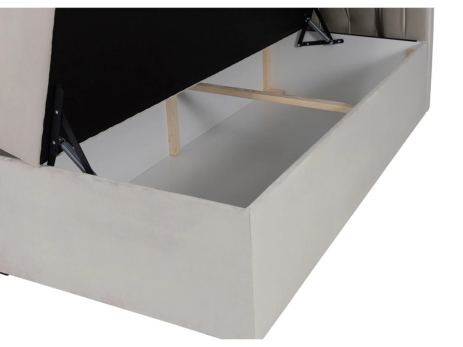 Lit boxspring 160×200 – avec matelas et surmatelas – velours – beige clair – DAISSY